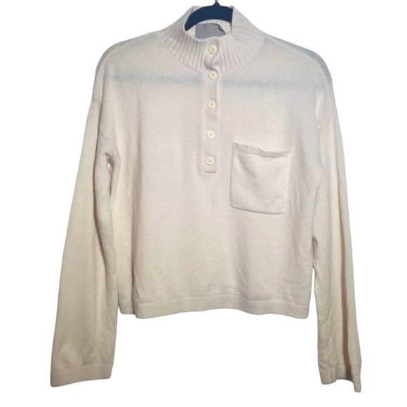 Everlane Sweaters - Everlane Ivory Cream Cashmere Wool Henley Pocket Sweater Medium